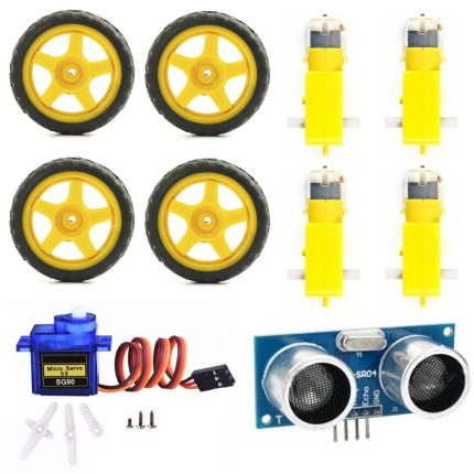 bo motor with wheel and ultrasonic sensor and sg90 servo motor