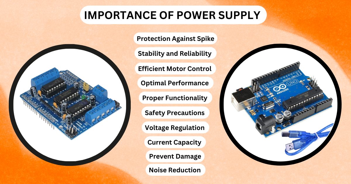 Importance of Power Supply Considerations while using L293D and Arduino uno